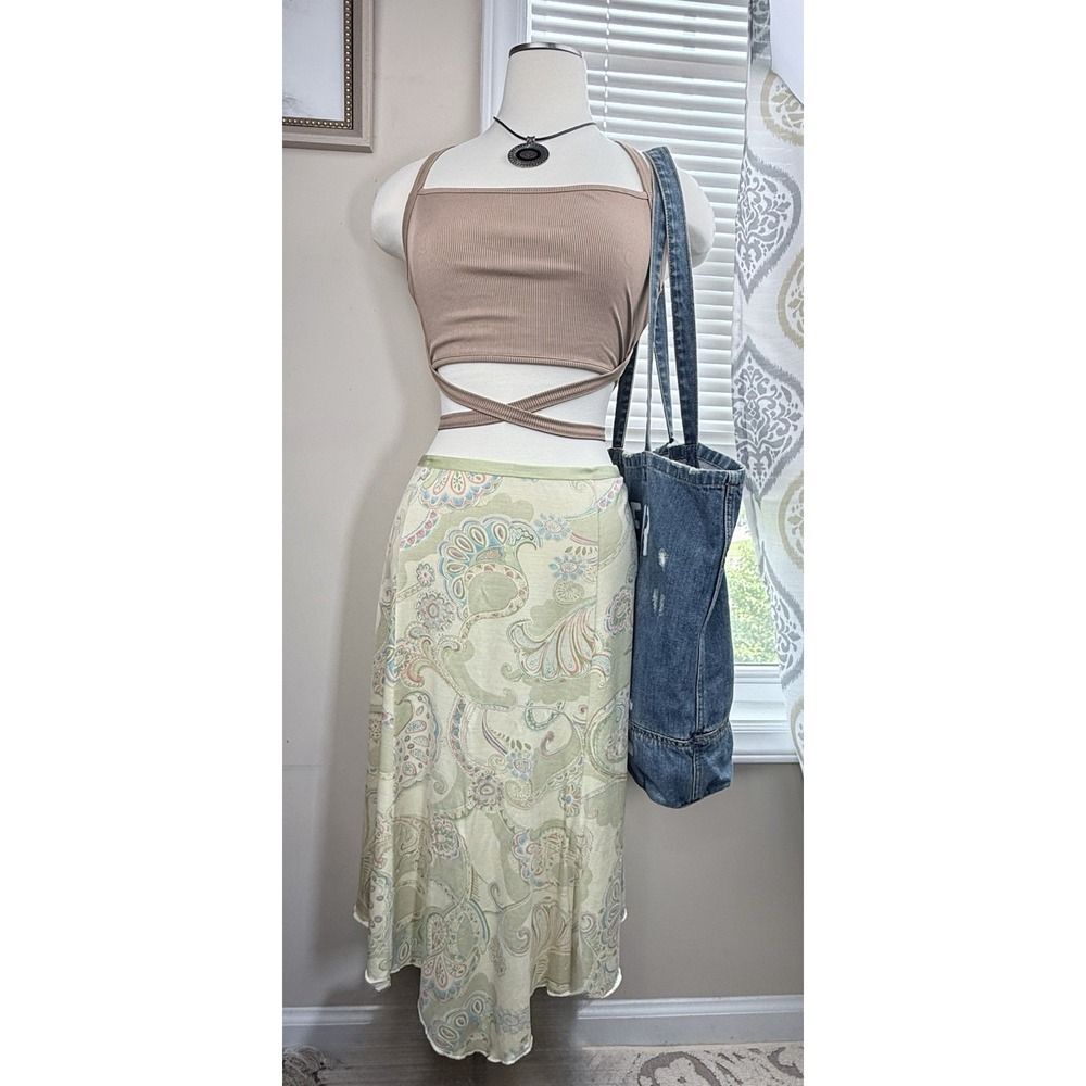 Tommy Bahama Silk Midi Skirt | Paisley Y2K Boho | Size‎ M